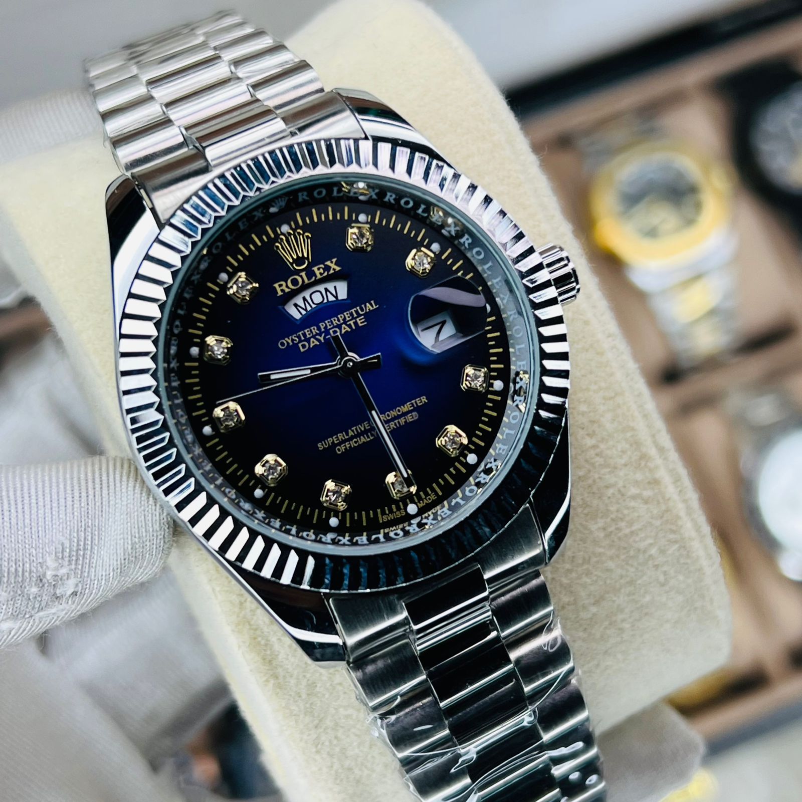 Premium Quality RLX Watches Carry F Silver Blue